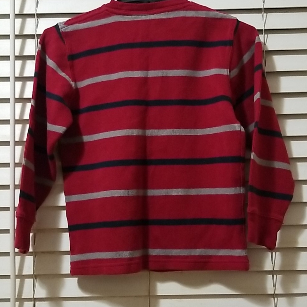 GAP KIDS RED GRAY BLUE STRIPED COTTON SWEATER M - Picture 2 of 4